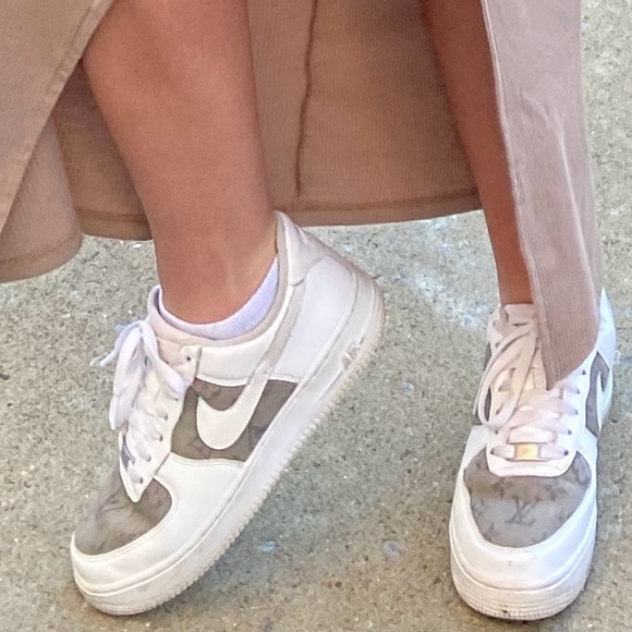 Louis Vuitton White Air Force 1 Custom Women's Sneakers - Picture 1 of 5